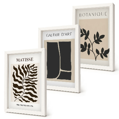 Set 3 tablouri Postere minimaliste cu modele vegetale și abstracte