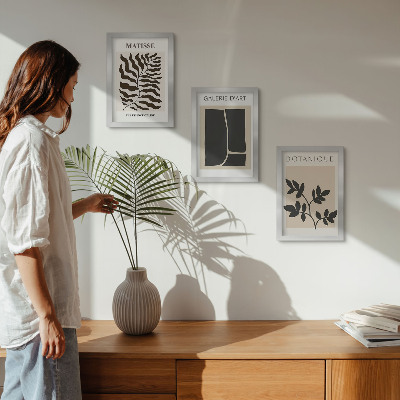 Set 3 tablouri Postere minimaliste cu modele vegetale și abstracte