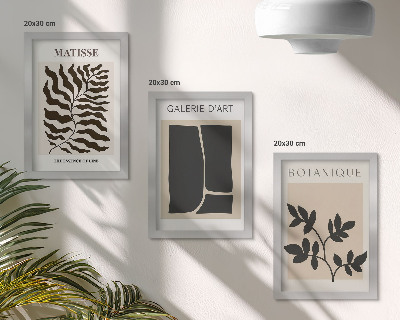 Set 3 tablouri Postere minimaliste cu modele vegetale și abstracte