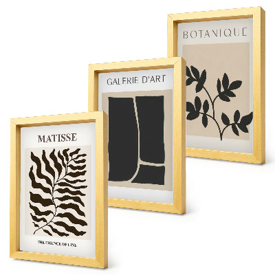 Set 3 tablouri Postere minimaliste cu modele vegetale și abstracte
