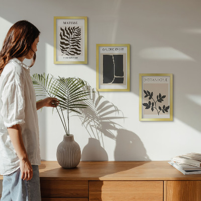Set 3 tablouri Postere minimaliste cu modele vegetale și abstracte