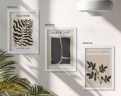 Set 3 tablouri Postere minimaliste cu modele vegetale și abstracte