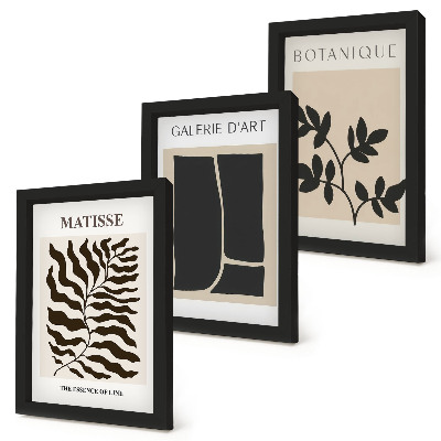 Set 3 tablouri Postere minimaliste cu modele vegetale și abstracte