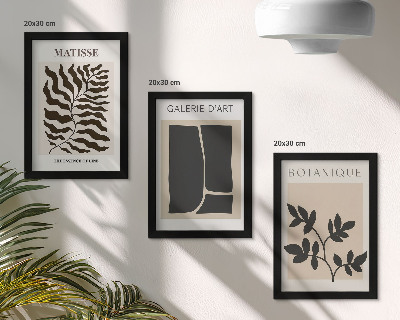 Set 3 tablouri Postere minimaliste cu modele vegetale și abstracte