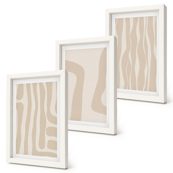 Set 3 tablouri Modele abstracte, forme minimaliste, stil boho