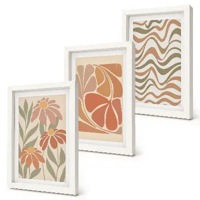 Galerie de perete cu flori pastelate și modele abstracte
