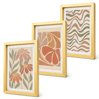 Galerie de perete cu flori pastelate și modele abstracte