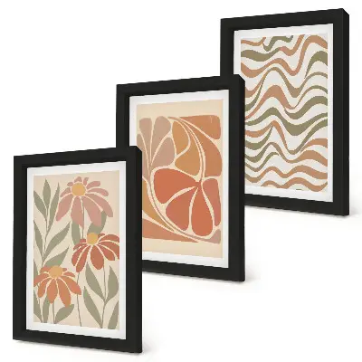 Galerie de perete cu flori pastelate și modele abstracte