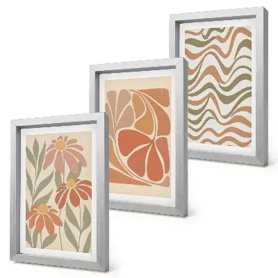 Galerie de perete cu flori pastelate și modele abstracte