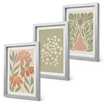 Galerie de perete cu motive florale și modele minimaliste în stil boho
