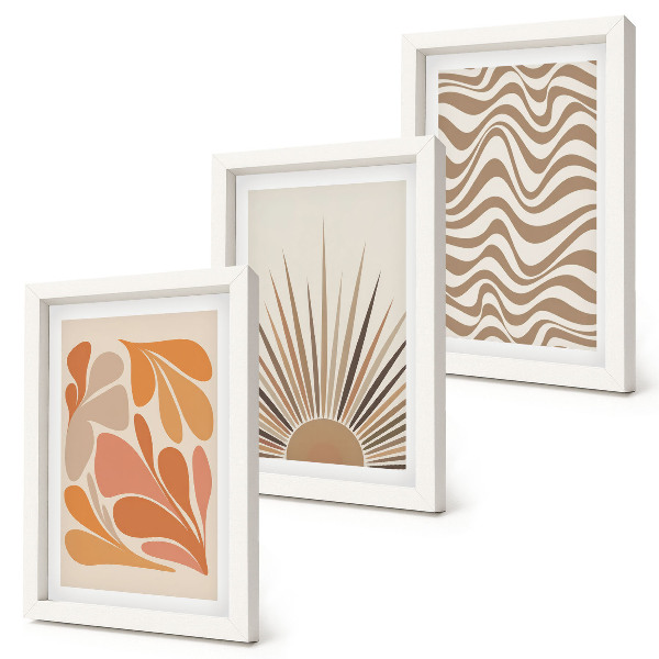 Set 3 tablouri Forme abstracte pastelate boho de soare
