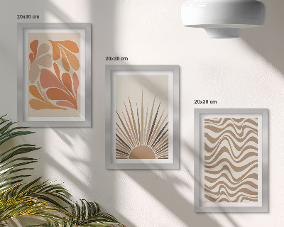 Set 3 tablouri Forme abstracte pastelate boho de soare