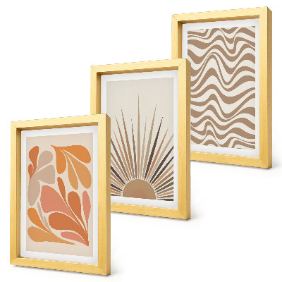 Set 3 tablouri Forme abstracte pastelate boho de soare