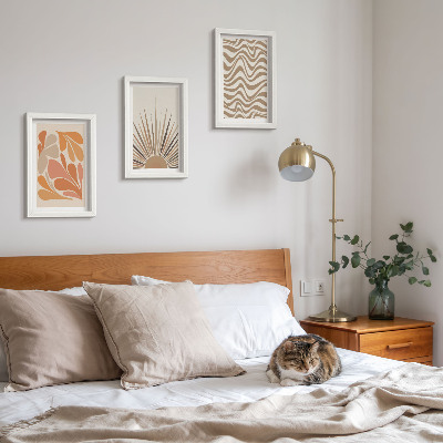 Set 3 tablouri Forme abstracte pastelate boho de soare