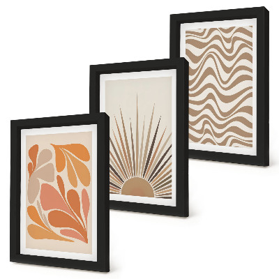 Set 3 tablouri Forme abstracte pastelate boho de soare