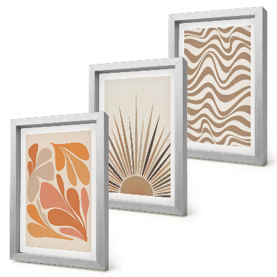 Set 3 tablouri Forme abstracte pastelate boho de soare