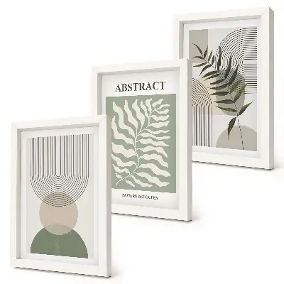Set 3 tablouri cu rezumate botanice în stil boho rustic