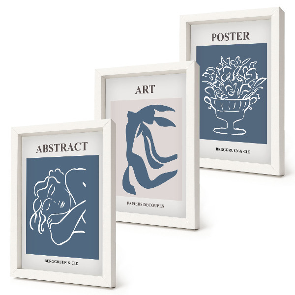 Set 3 tablouri Modelele abstracte elegante ale lui Matisse cu figuri și flori