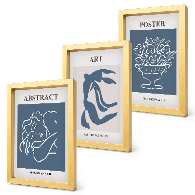 Set 3 tablouri Modelele abstracte elegante ale lui Matisse cu figuri și flori