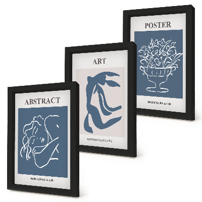 Set 3 tablouri Modelele abstracte elegante ale lui Matisse cu figuri și flori