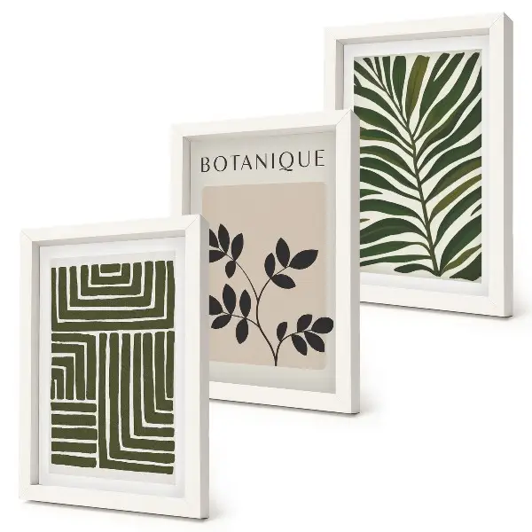 Set de 3 tablouri cu compoziții botanice în stil minimalism boho