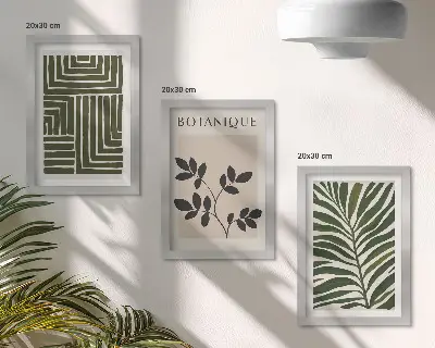 Set de 3 tablouri cu compoziții botanice în stil minimalism boho