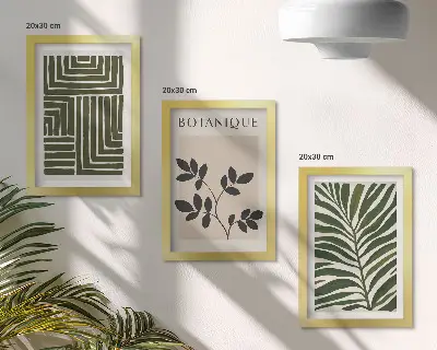 Set de 3 tablouri cu compoziții botanice în stil minimalism boho