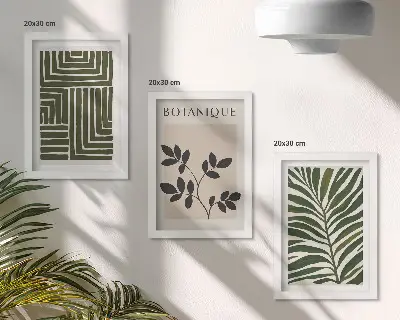 Set de 3 tablouri cu compoziții botanice în stil minimalism boho