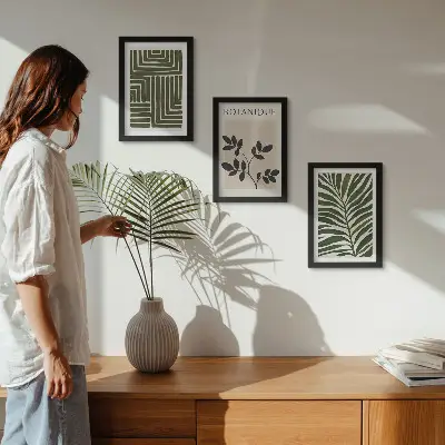 Set de 3 tablouri cu compoziții botanice în stil minimalism boho