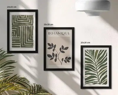 Set de 3 tablouri cu compoziții botanice în stil minimalism boho