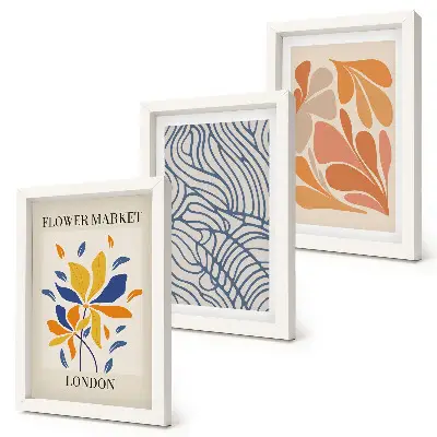 Set de 3 tablouri cu flori în stil modern și modele abstracte