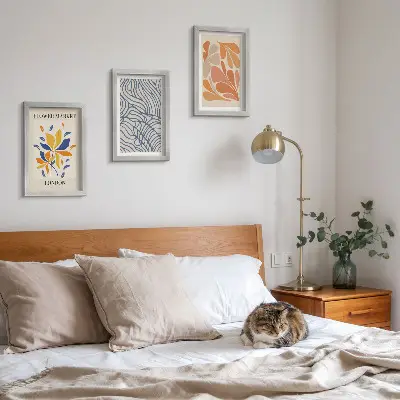 Set de 3 tablouri cu flori în stil modern și modele abstracte