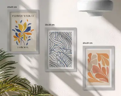Set de 3 tablouri cu flori în stil modern și modele abstracte