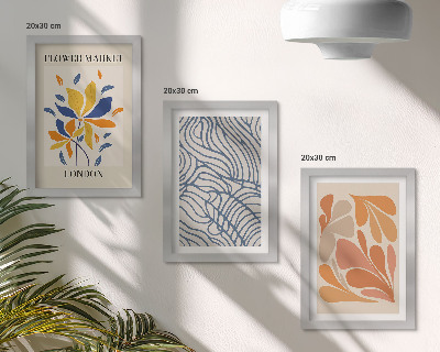 Set 3 tablouri Flori în stil modern cu modele abstracte