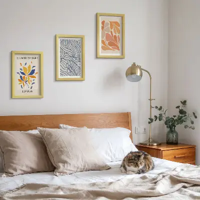 Set de 3 tablouri cu flori în stil modern și modele abstracte