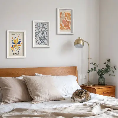 Set de 3 tablouri cu flori în stil modern și modele abstracte