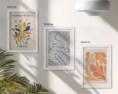 Set de 3 tablouri cu flori în stil modern și modele abstracte