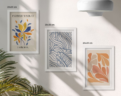 Set 3 tablouri Flori în stil modern cu modele abstracte