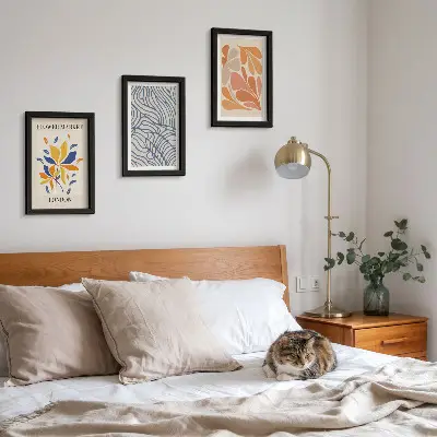 Set de 3 tablouri cu flori în stil modern și modele abstracte