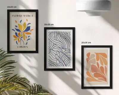 Set de 3 tablouri cu flori în stil modern și modele abstracte