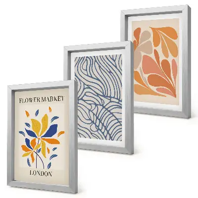 Set de 3 tablouri cu flori în stil modern și modele abstracte