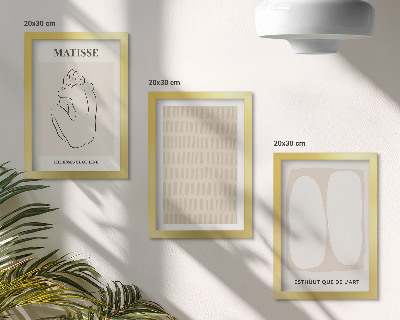 Set 3 tablouri Linii și forme în nuanțe de bej și alb