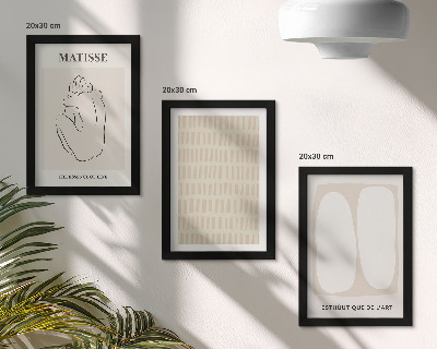 Set 3 tablouri Linii și forme în nuanțe de bej și alb