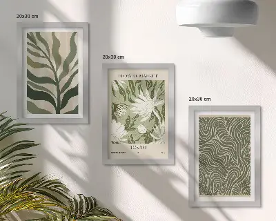 Set de 3 tablouri cu modele vegetale și decorațiuni botanice în stil boho