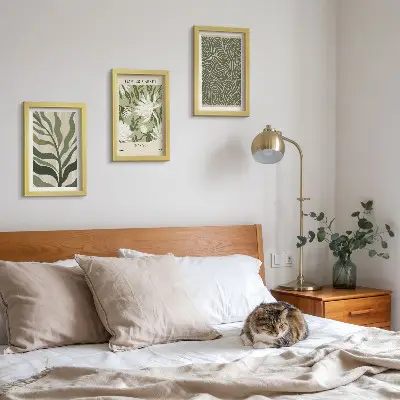 Set de 3 tablouri cu modele vegetale și decorațiuni botanice în stil boho