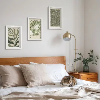 Set de 3 tablouri cu modele vegetale și decorațiuni botanice în stil boho