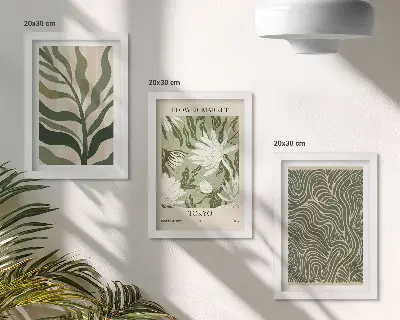 Set de 3 tablouri cu modele vegetale și decorațiuni botanice în stil boho