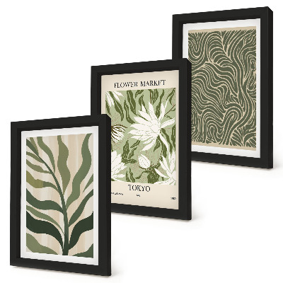Set 3 tablouri Modele vegetale, decorațiuni botanice, stil boho