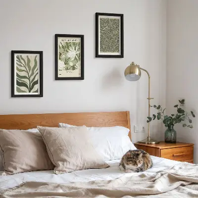 Set de 3 tablouri cu modele vegetale și decorațiuni botanice în stil boho