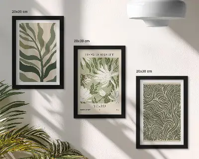 Set de 3 tablouri cu modele vegetale și decorațiuni botanice în stil boho
